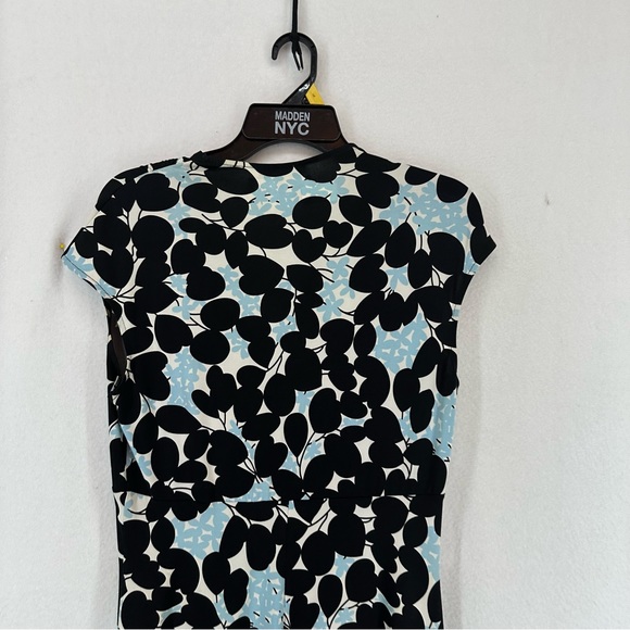 G.H Bass & Co Short Sleeve V Neck Floral Midi Dress Womens 8 Blue - Picture 9 of 10